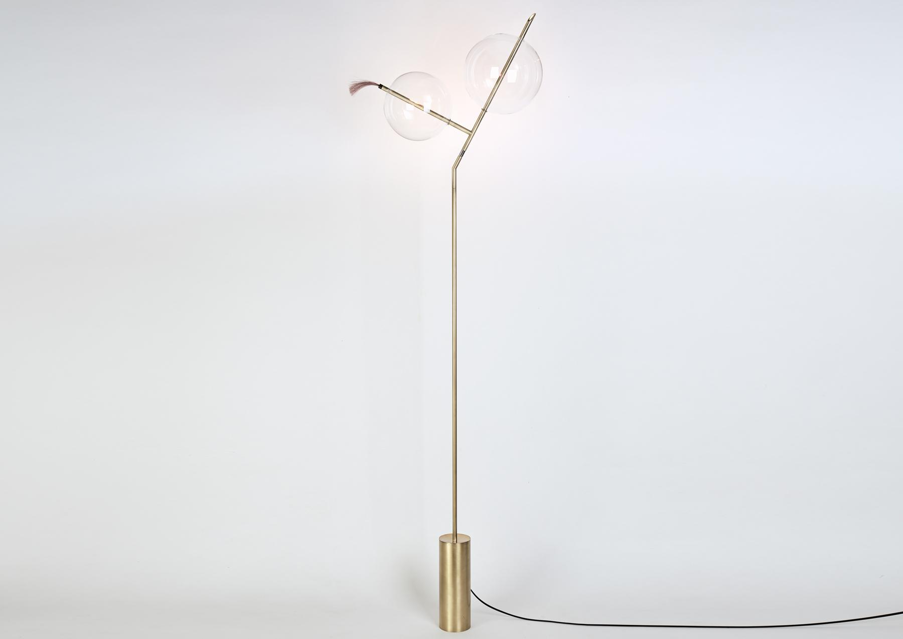 Mickey Minimal Sculptural Floor Lamp Dimmable Touch Sensor Brushed Brass Glass intended for proportions 1800 X 1273