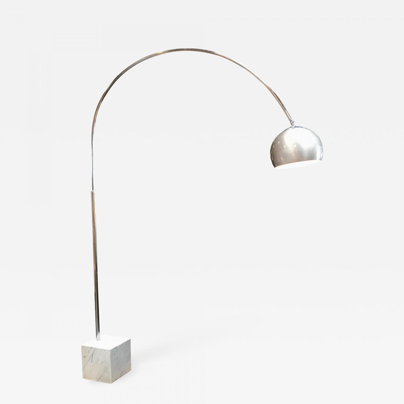Mid Century Chrome Arc Floor Lamp With Carrara Marble Base Italy 1960s intended for dimensions 1400 X 1400