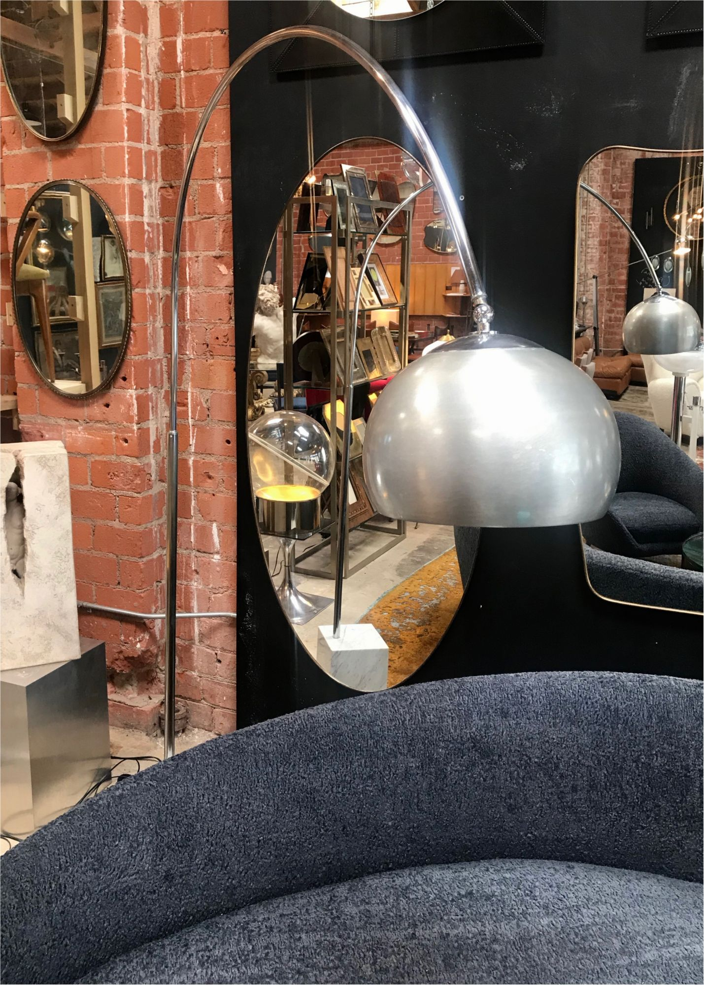 Mid Century Chrome Arc Floor Lamp With Carrara Marble Base with regard to proportions 1429 X 2000