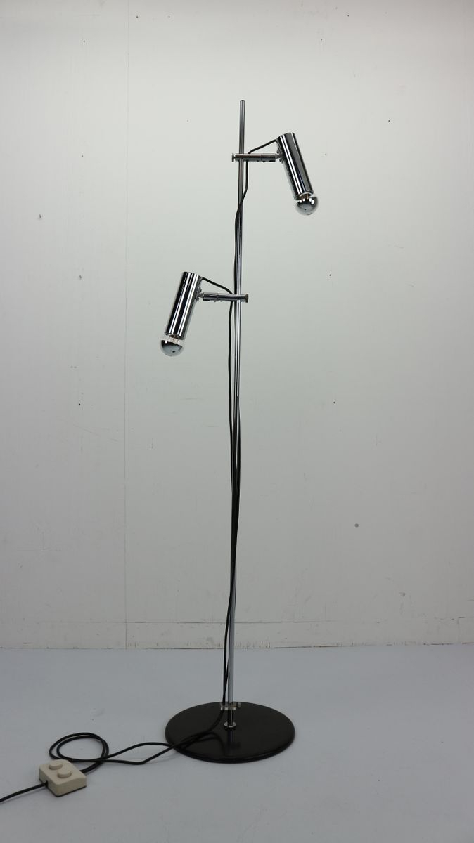 Mid Century Chrome Two Headed Floor Lamp Koch Lowy 1970s in dimensions 674 X 1200