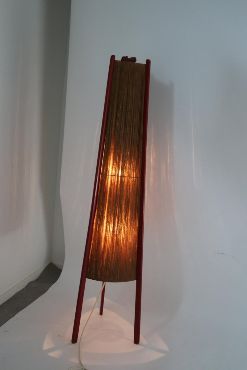 Mid Century German Red Pagwood Tripod Floor Lamp 1950s inside proportions 800 X 1200