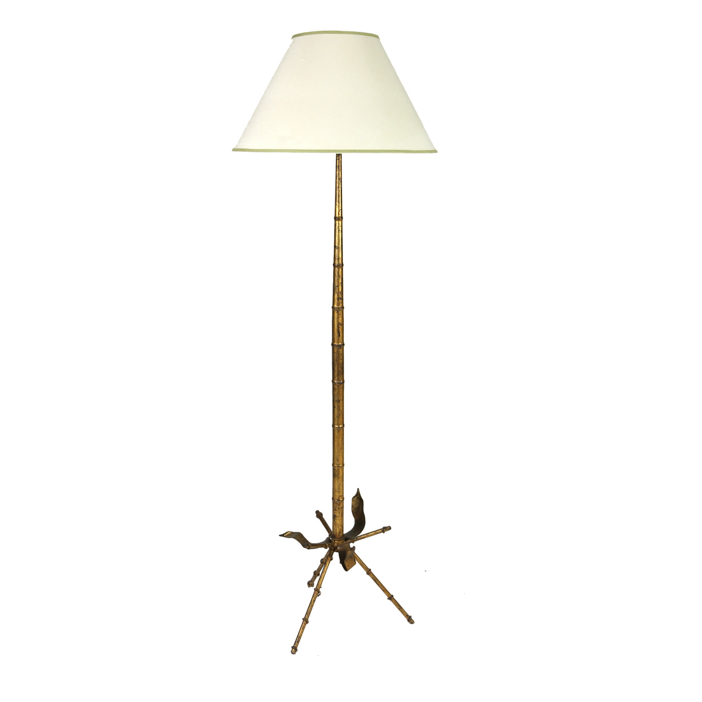 Mid Century Gilded Tole Bamboo Form Tripod Floor Lamp French Circa 1950 with regard to proportions 1400 X 1400