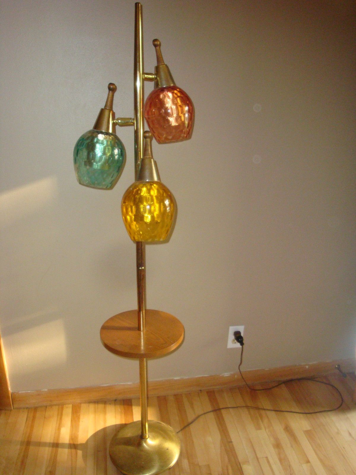 Mid Century Modern Floor Lamp Table 3 Glass Globes Teak Wood inside proportions 1200 X 1600