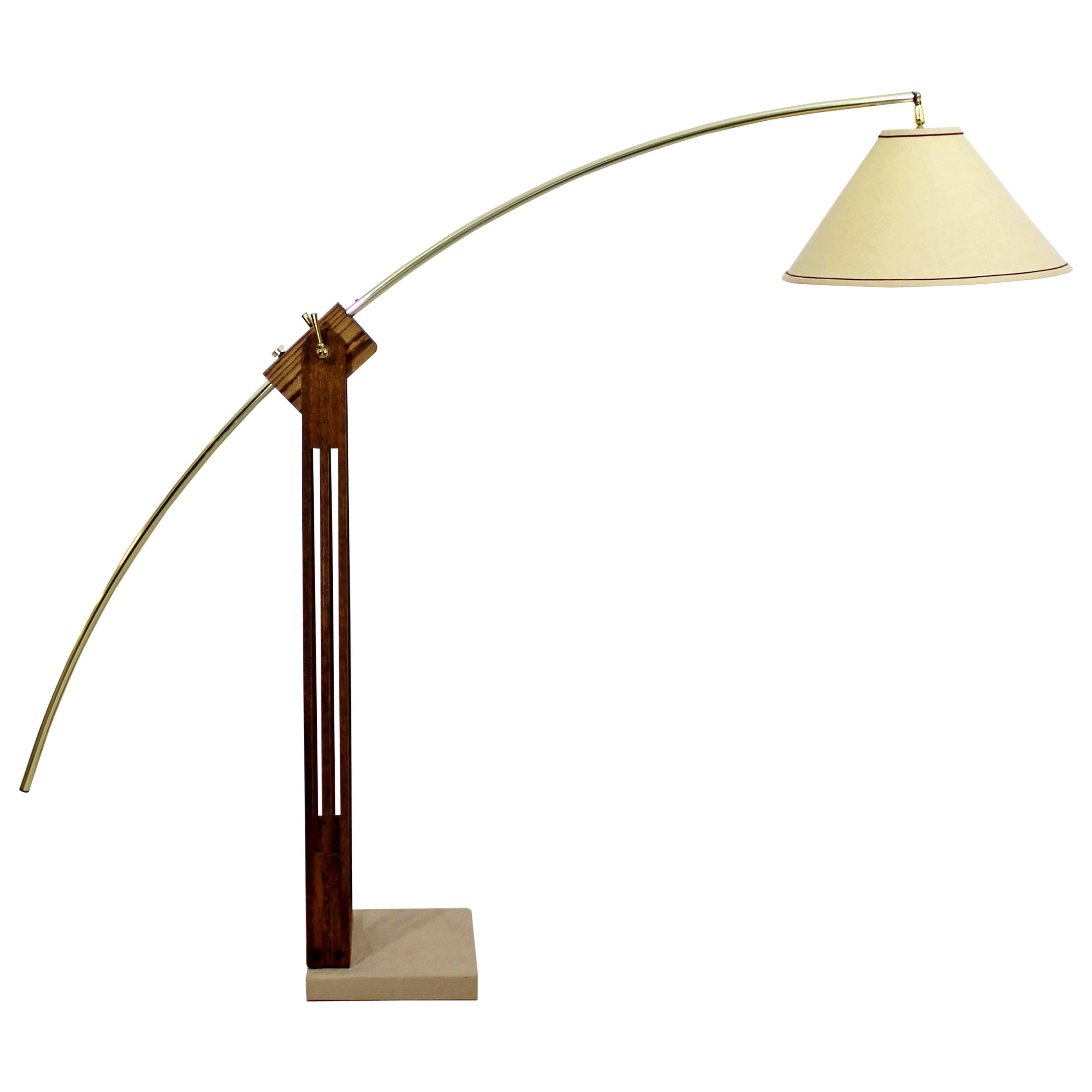 Mid Century Modern Large Wood Adjustable Arc Floor Lamp throughout dimensions 2796 X 2796