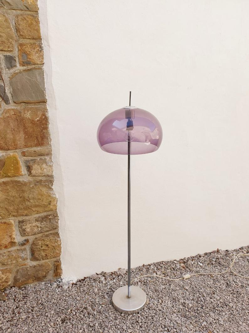 Mid Century Modern Rare Purple Floor Lamp Vintage Floor Lamp Retro Lighting Plastic Chrome Sijaj Hrastnik Yugoslavia 80s intended for sizing 794 X 1059