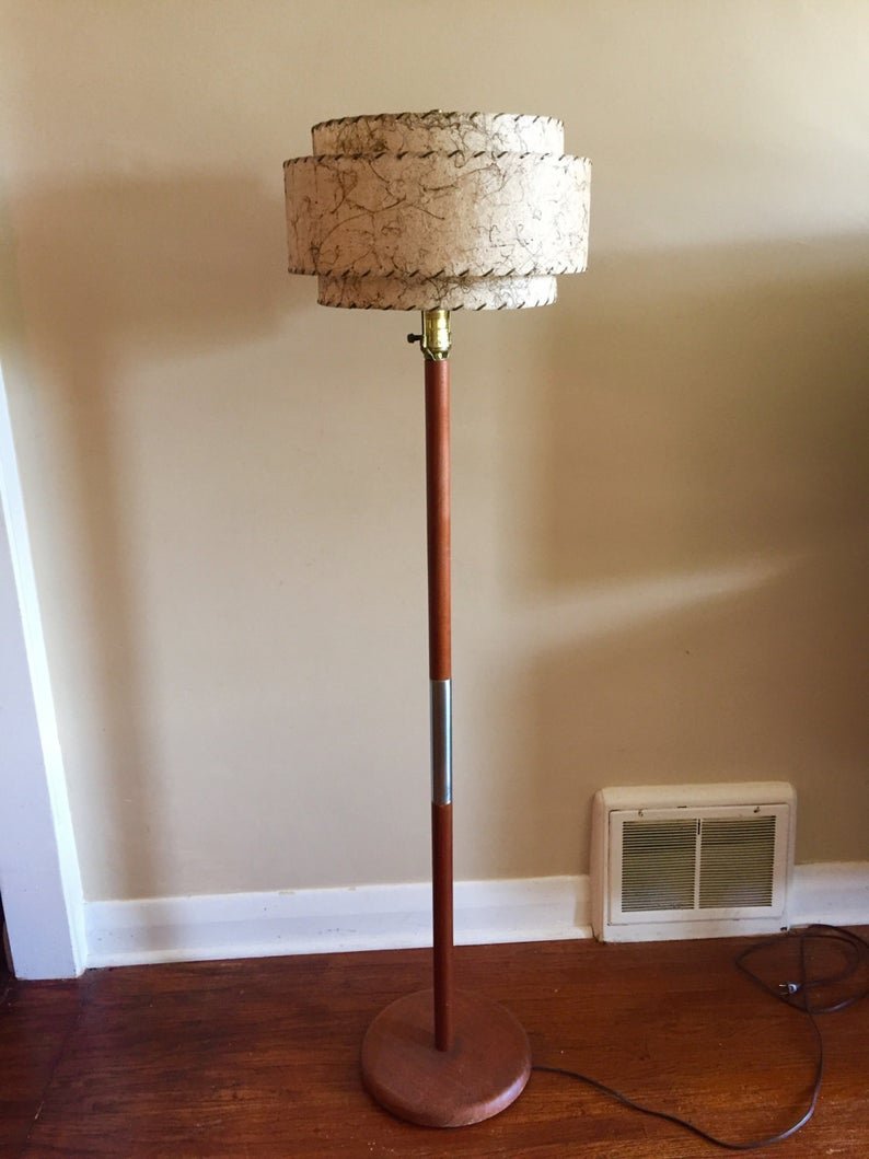 Mid Century Modern Teak Floor Lamp With Fibreglass Lamp Shade within proportions 794 X 1059