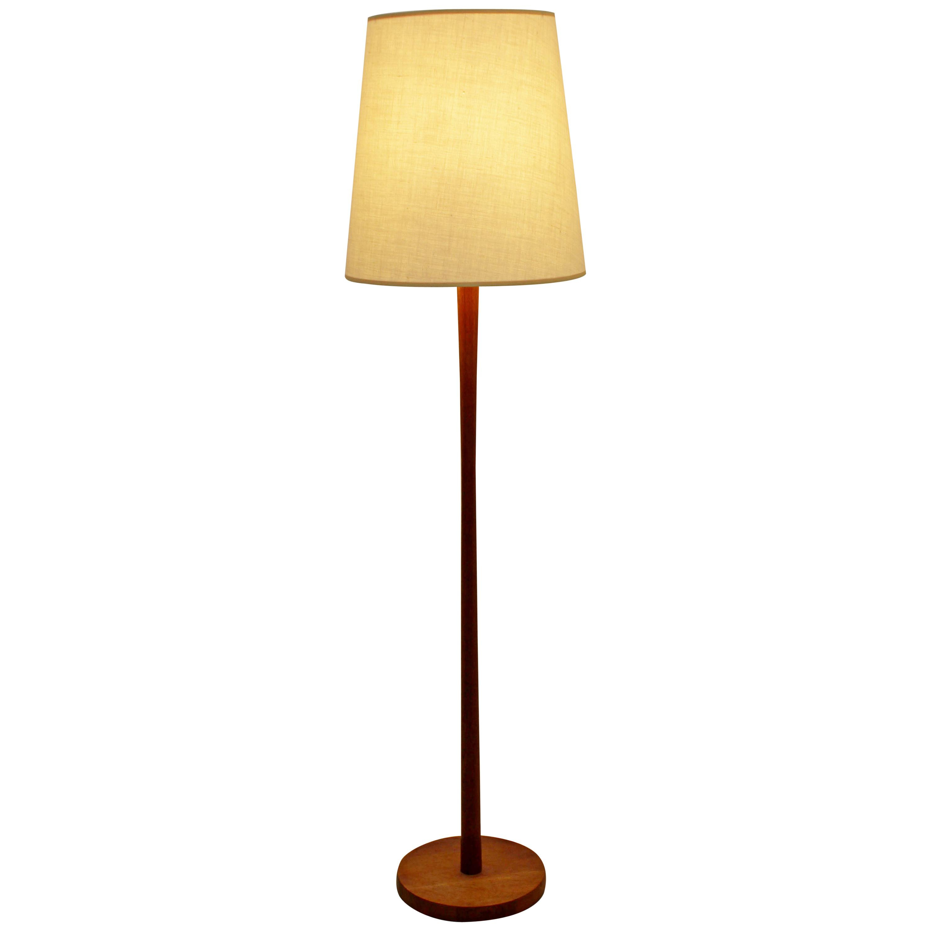 Mid Century Modern Teak Minimalist Floor Lamp Original Shade for dimensions 3000 X 3000