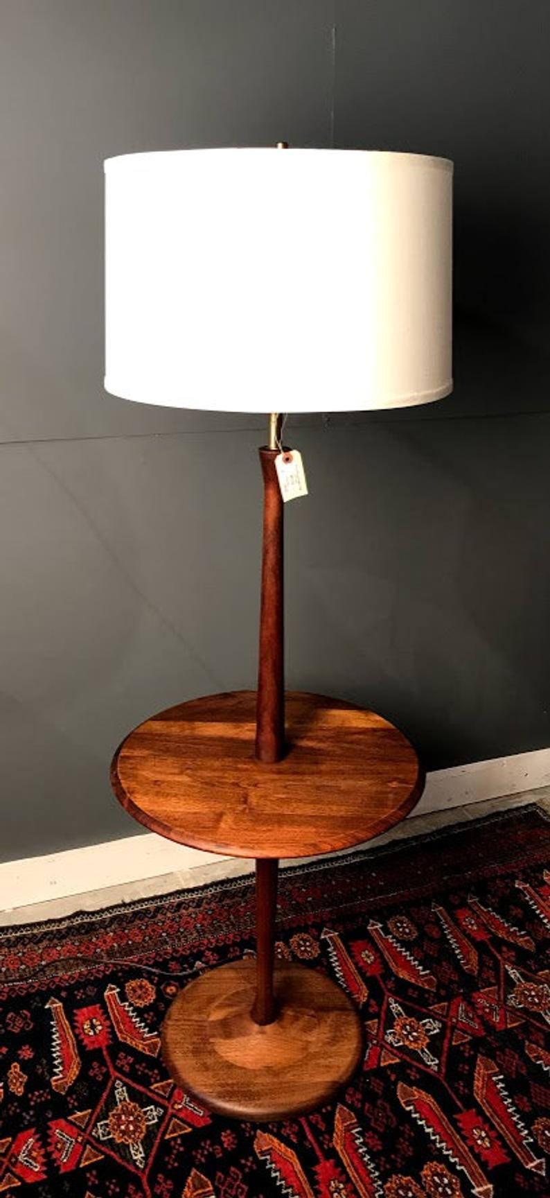 Mid Century Modern Walnut Floor Lamp With Table Laurel regarding sizing 794 X 1728