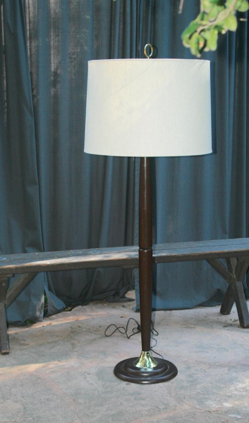 Mid Century Modern Wood And Brass Floor Lamp pertaining to size 794 X 1348