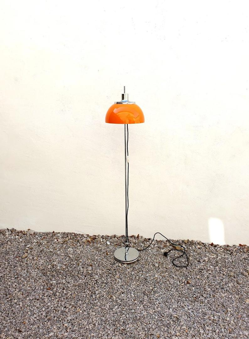 Mid Century Rare Adjustable Orange Floor Lamp Vintage Floor Lamp Retro Lighting Model Faro Design Harvey Guzzini Italy 70s pertaining to measurements 794 X 1083