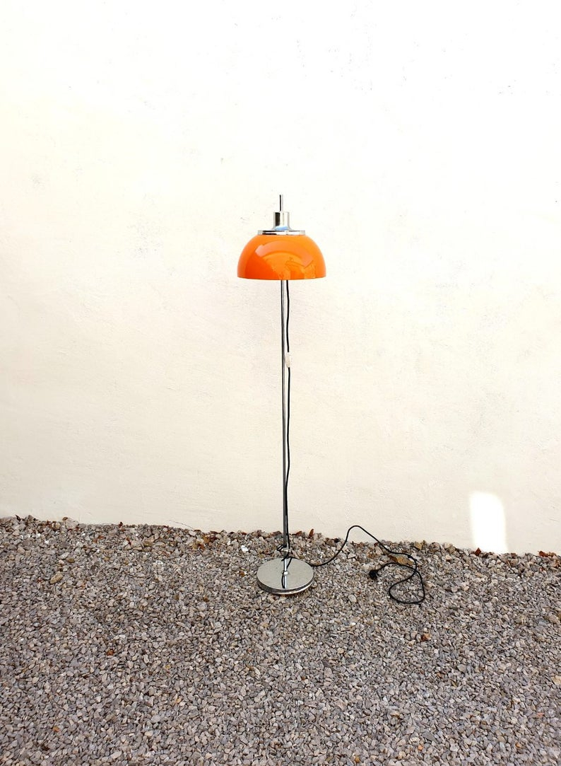 Mid Century Rare Adjustable Orange Floor Lamp Vintage Floor Lamp Retro Lighting Model Faro Design Harvey Guzzini Italy 70s pertaining to sizing 794 X 1083