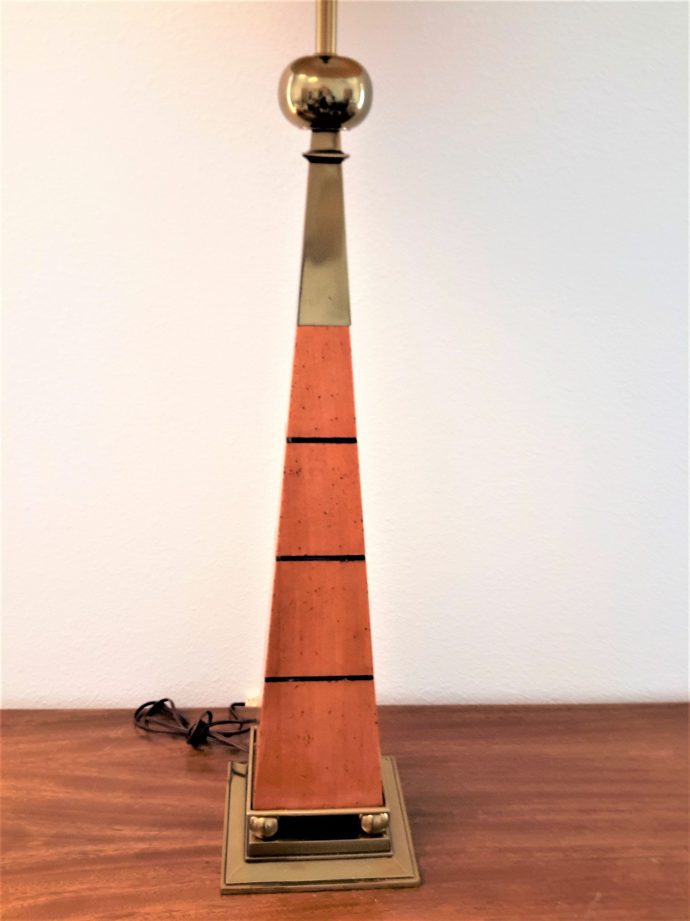 Mid Century Stiffel Obelisk Lamp Wood And Brass Monumental intended for size 2250 X 3000