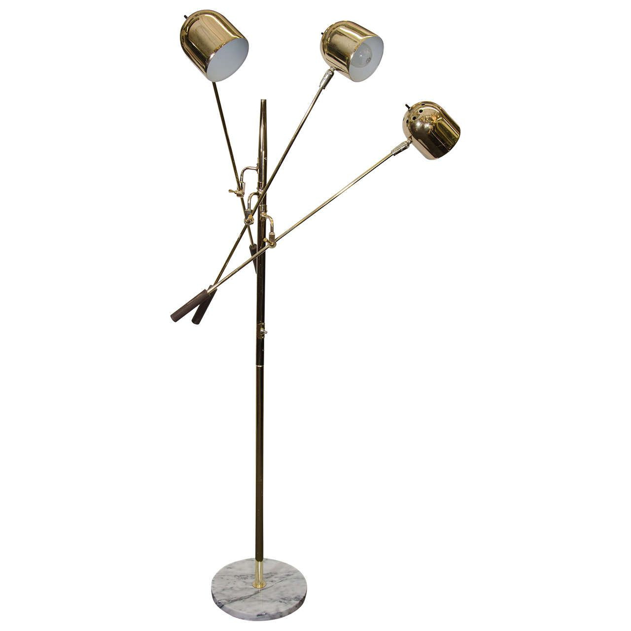 Midcentury Three Arm Brass Adjustable Floor Lamp Park for measurements 1280 X 1280