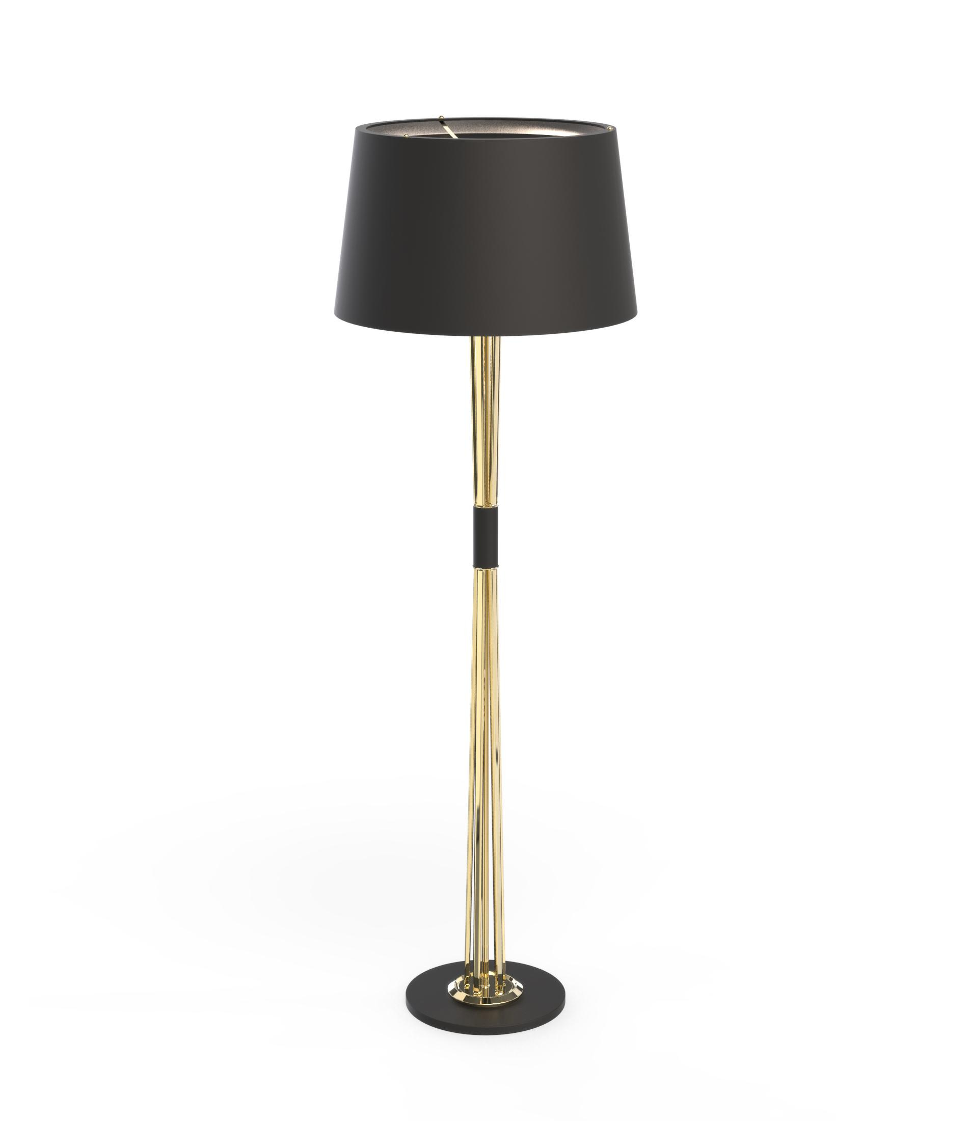 Miles Floor Lamp In Brass With Black Shade with regard to dimensions 1904 X 2200