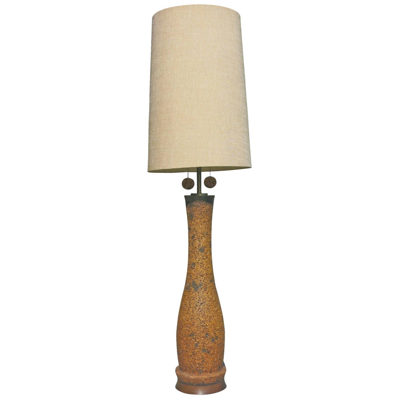 Milo Baughman Style Cork Floor Lamp With Original Shade intended for measurements 1280 X 1280
