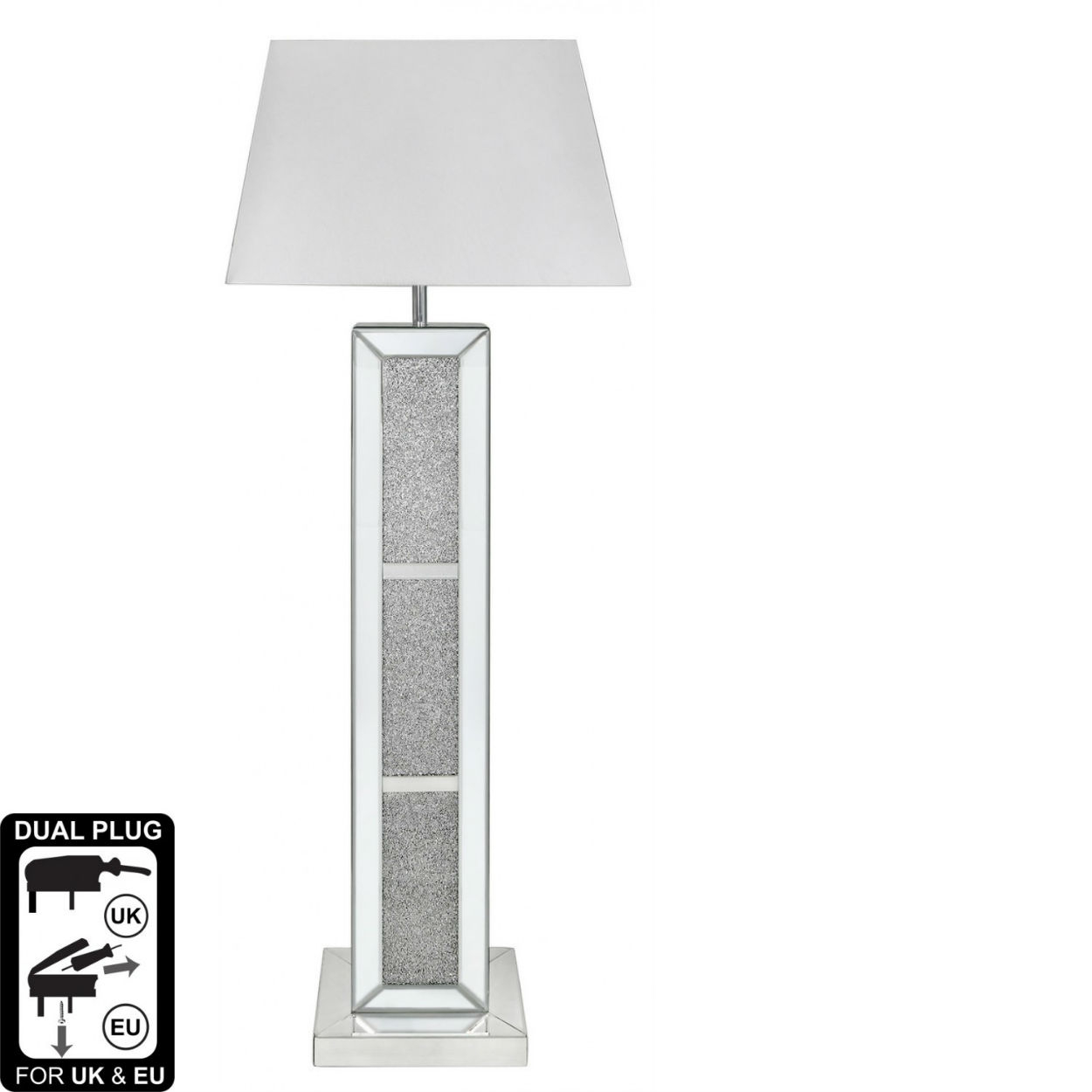 Milo Sparkle Mirror Crystal Brick Floor Lamp 22 Inch White Shade intended for dimensions 1250 X 1250