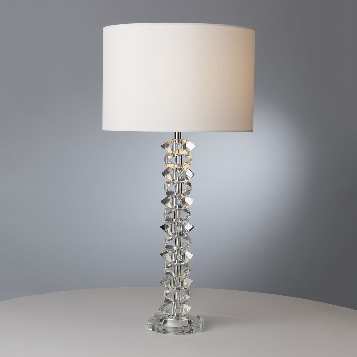 Mina Table Lamp Polished Chrome Crystal Cw Cream Cotton Shade for dimensions 1500 X 1500