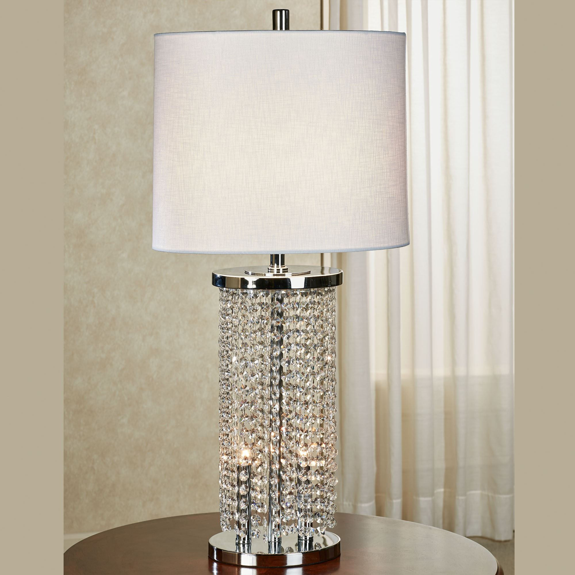 Miranda Crystal Bead Cascading Waterfall Table Lamp With Nightlight Font with proportions 2000 X 2000