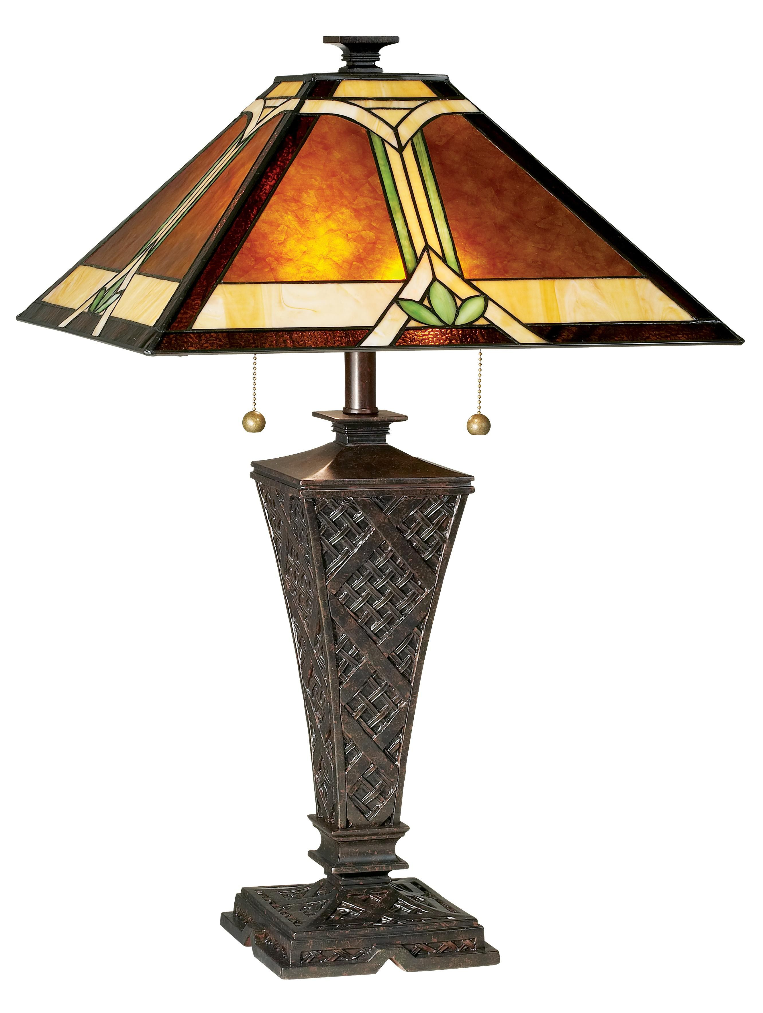 Mission Faux Wicker Tiffany Style Table Lamp 32588 for measurements 2663 X 3535