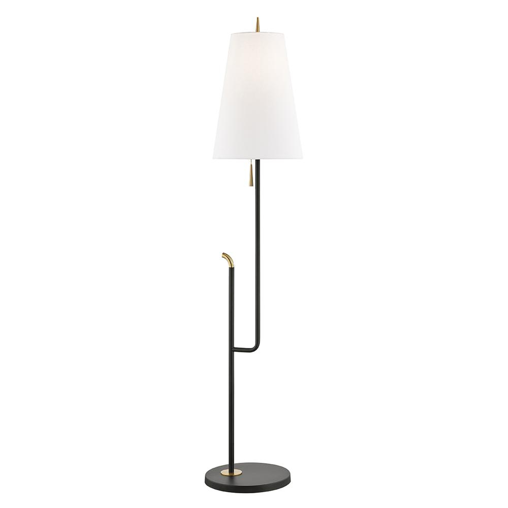 Mitzi Hudson Valley Lighting Lillian 605 In 1 Light Aged Brassblack Floor Lamp With Off White Shade intended for measurements 1000 X 1000
