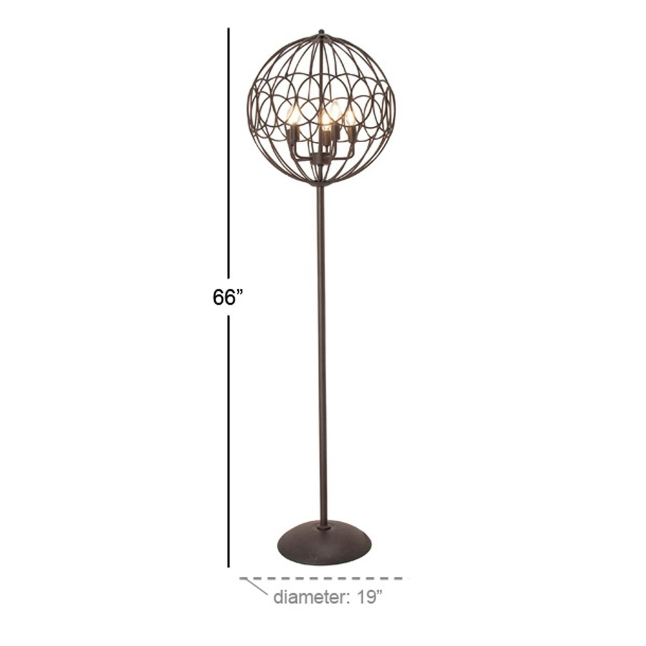 Modern 66 X 19 Inch Round Black Iron Cage Floor Lamp in proportions 1290 X 1290