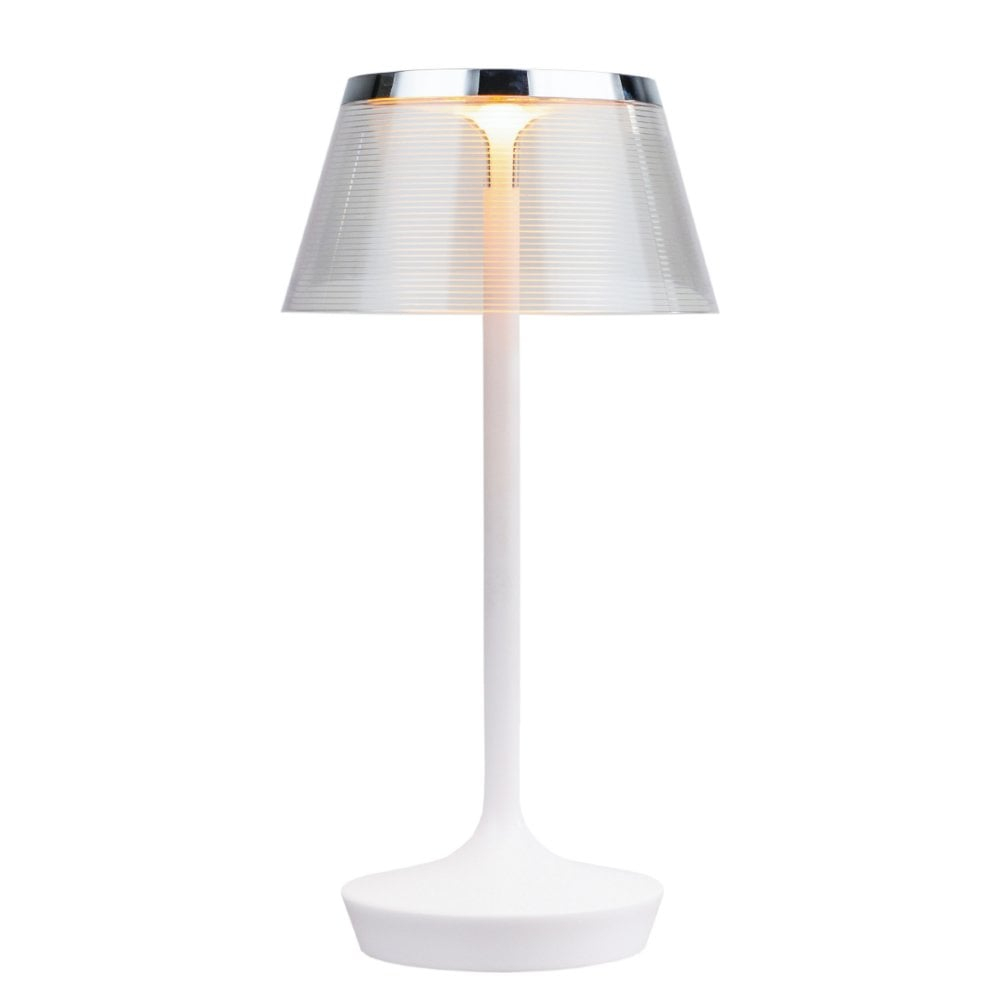 Modern 7w Led Table Lamp In Matt White Transparent Shade 3000k pertaining to measurements 1000 X 1000