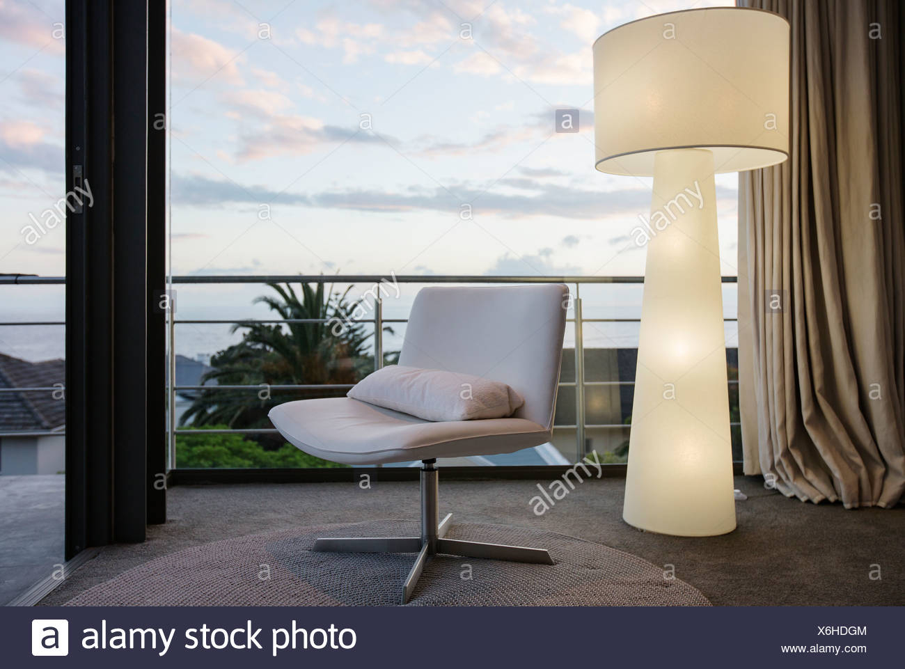 Modern Floor Lamp And Chair In Living Room Corner Stock throughout proportions 1300 X 961