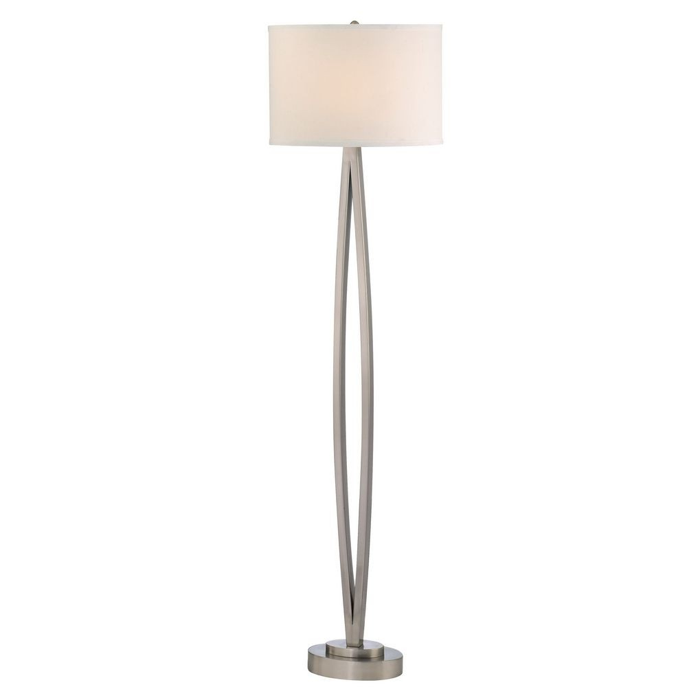 Modern Floor Lamp With Beige Shade In Satin Nickel Finish regarding dimensions 1000 X 1000