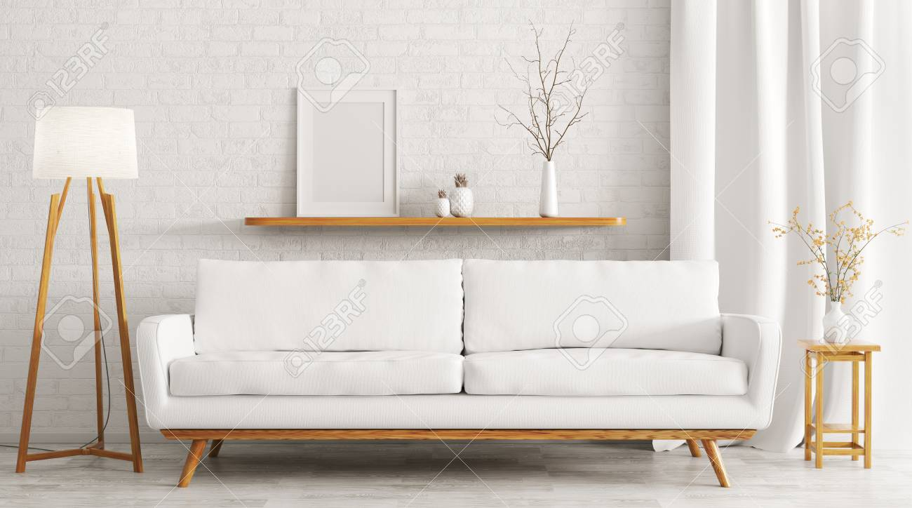 Modern Interior Design Of Living Room With White Sofa Shelf throughout measurements 1300 X 724