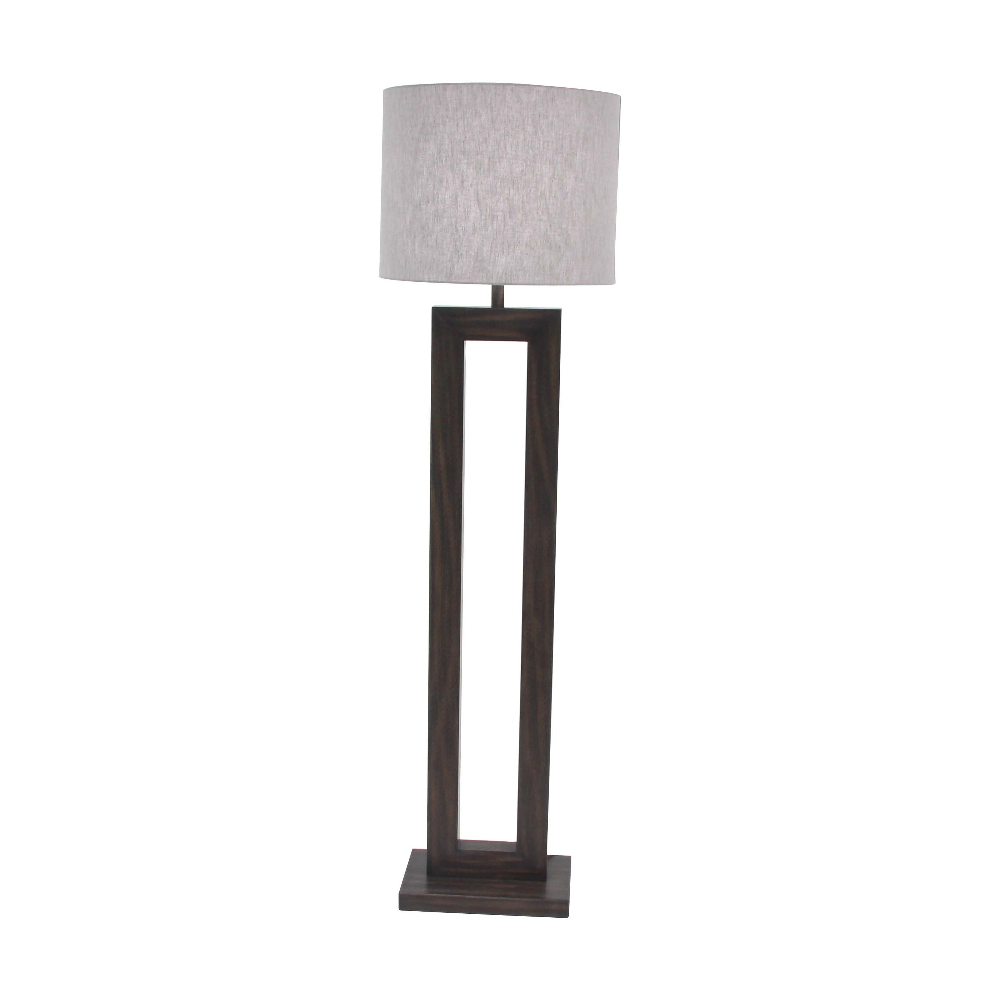Modern Pine Wood And Iron Rectangular Dark Brown Floor Lamp with regard to sizing 3500 X 3500