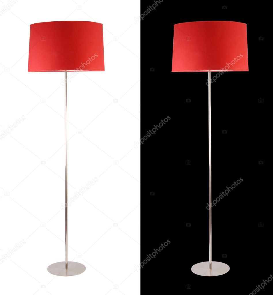 Modern Red Floor Lamp Isolated Over White And Black with sizing 948 X 1023
