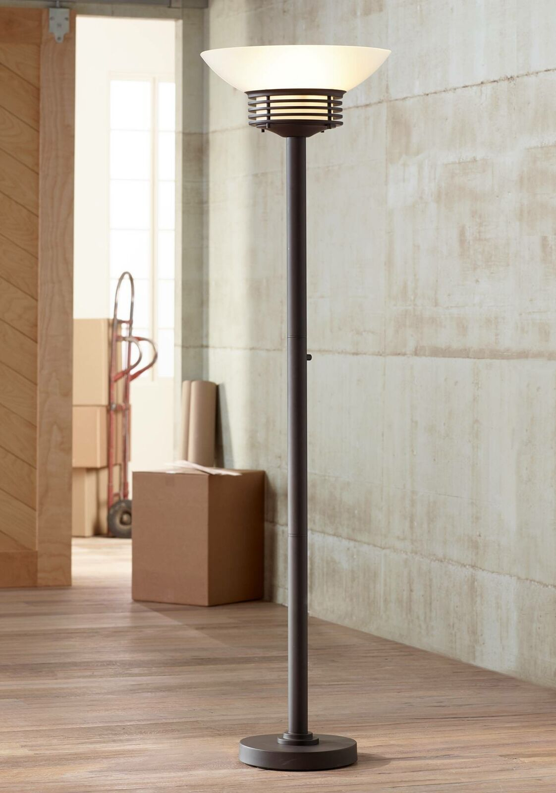 Modern Retro Torchiere Floor Lamp Warm Bronze Frosted Glass For Living Room inside proportions 1122 X 1600