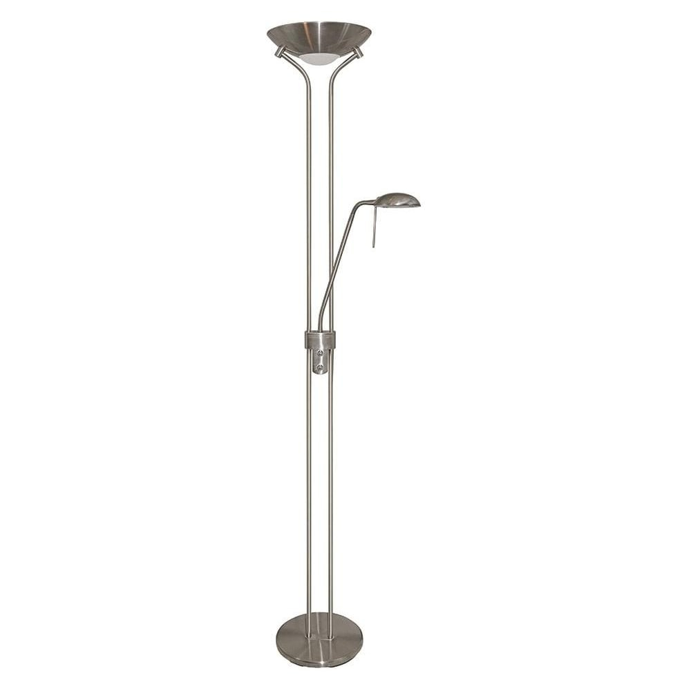 Modern Satin Silver Mother And Child Floor Lamp 1x230 And 1x40 Watt Halogen Lamps pertaining to dimensions 1000 X 1000