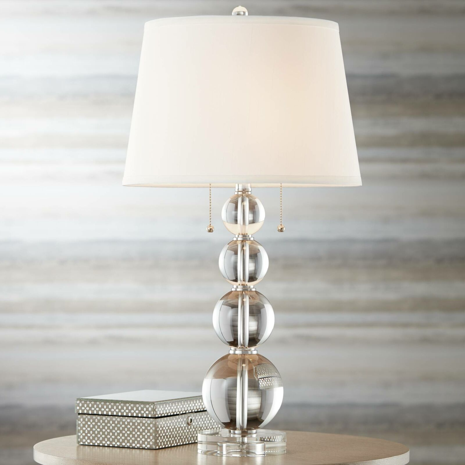 Modern Table Lamp Stacked Crystal Spheres White Shade For Living Room Bedroom with regard to size 1600 X 1600