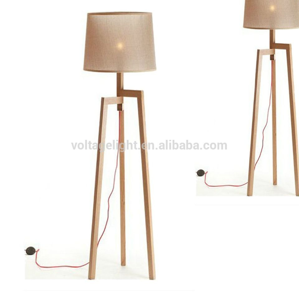 Modern Wood Floor Standing Lamps Fabric Lampshade Red Cord with regard to sizing 960 X 960