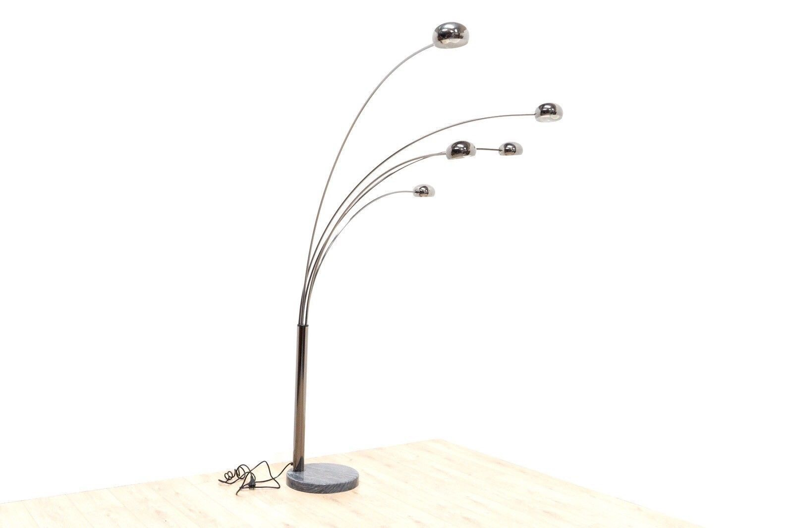 Modernist Swedish Vintage Angle Arc 5 Arm Floor Lamp Marble Base regarding measurements 1600 X 1065