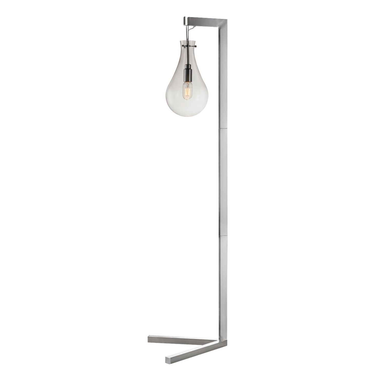 Montego 61 Floor Lamp Brushed Nickel Clear Glass Teardrop Shade In Line Onoff Switch 5ft Clear Cord with sizing 1500 X 1500