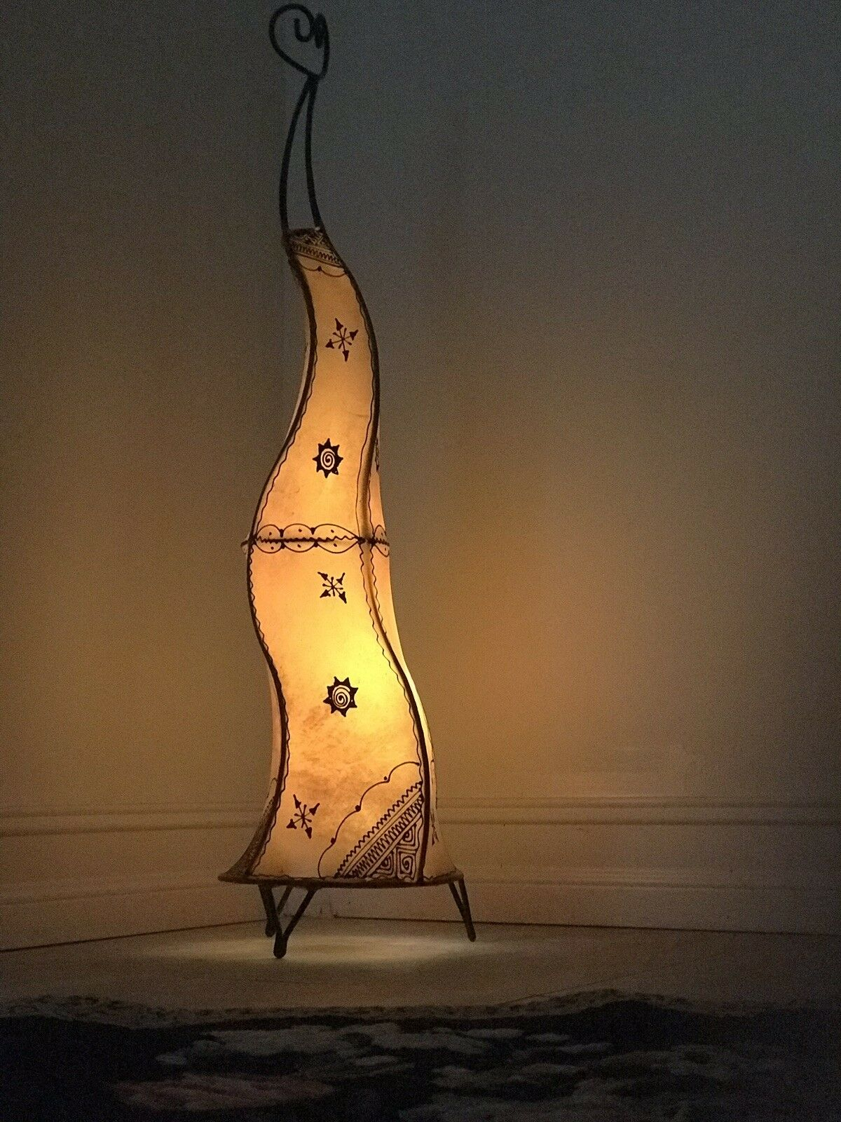 Moroccan Orange Henna Goat Leather Floor Lamp Wrought Iron Eclectic Light regarding sizing 1200 X 1600