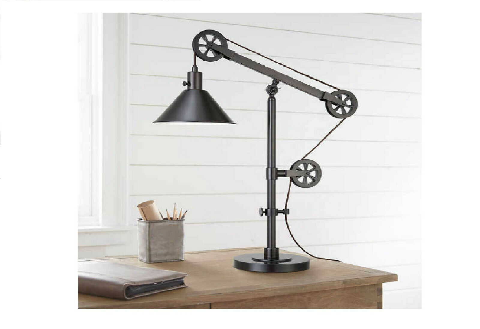 Mpulley Lamp End Table Desk Light Adjustable Bronze Finish Industrial Steel Base regarding dimensions 1600 X 1096
