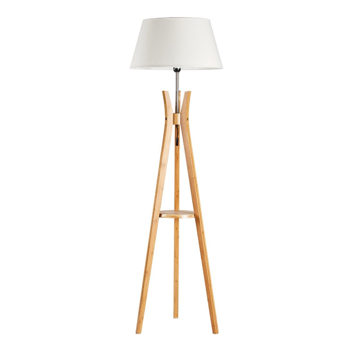 Natural Timber Tripod Floor Lamp With White Shade for dimensions 1200 X 1200