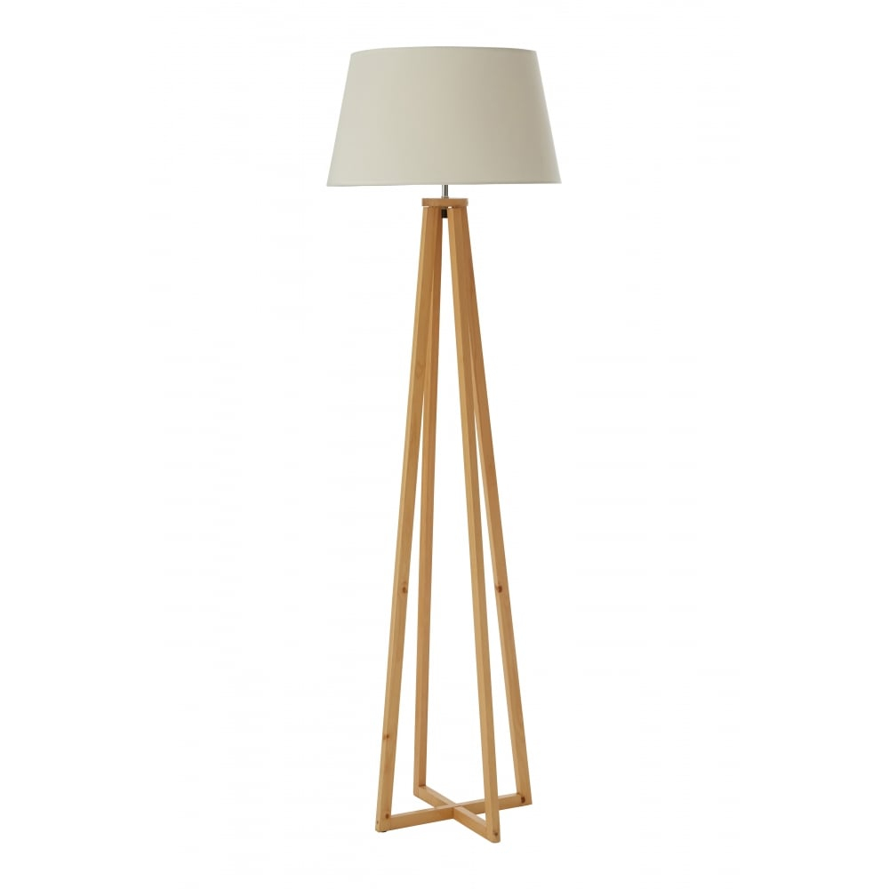 Natural Wood Four Leg Floor Lamp With Natural Shade in measurements 1000 X 1000