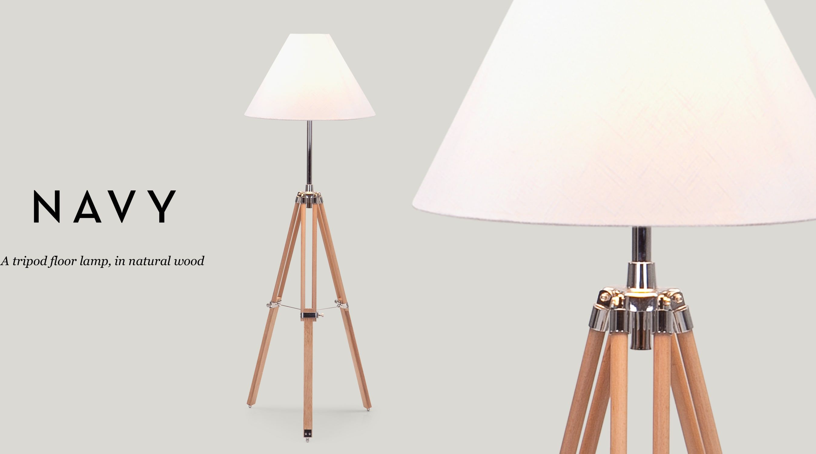 Natural Wood Tripod Floor Lamp Navy Products In 2019 pertaining to measurements 2695 X 1500