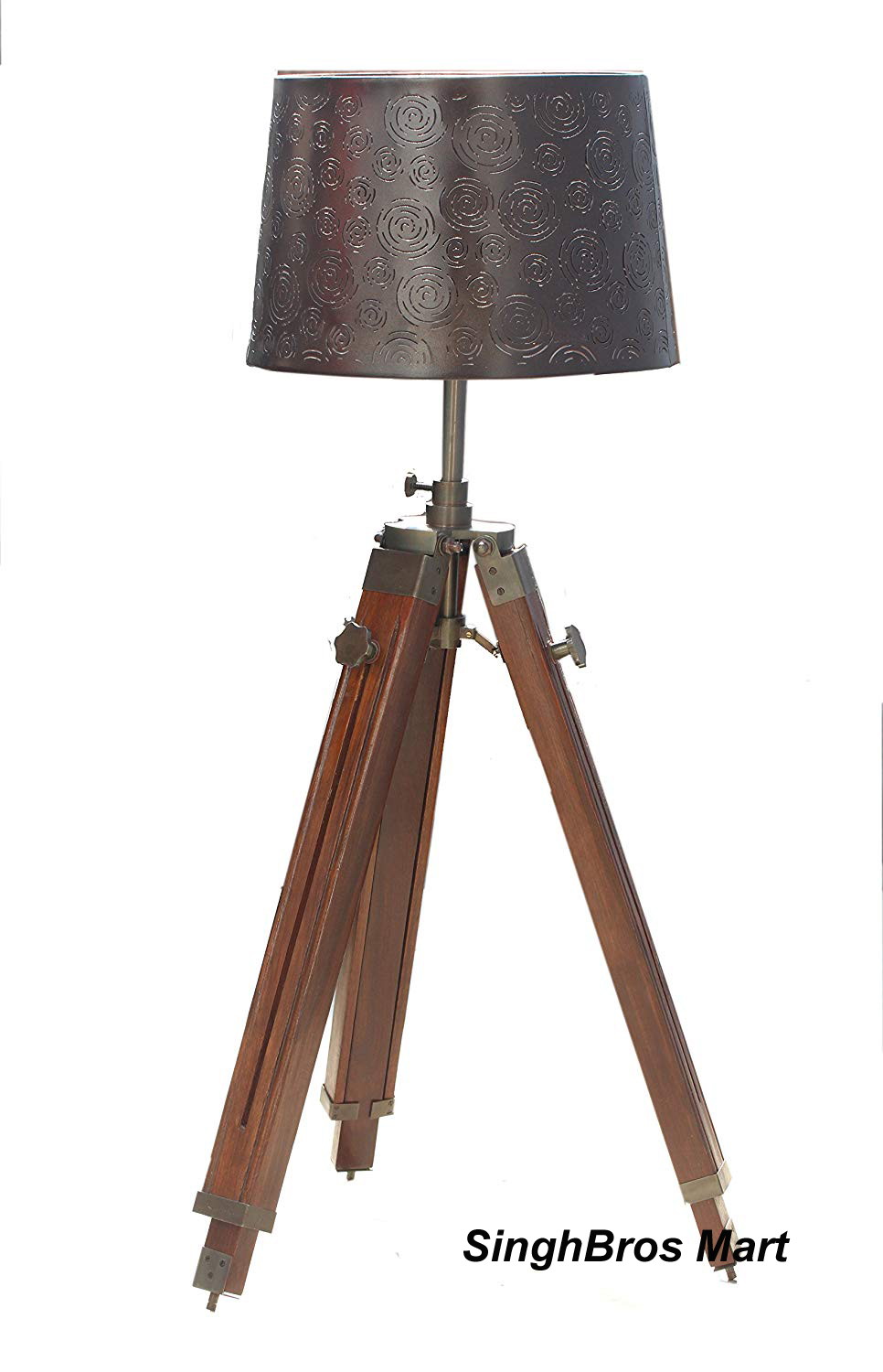 Nautical Studio Brown Wooden Tripod Floor Lamp within proportions 966 X 1500