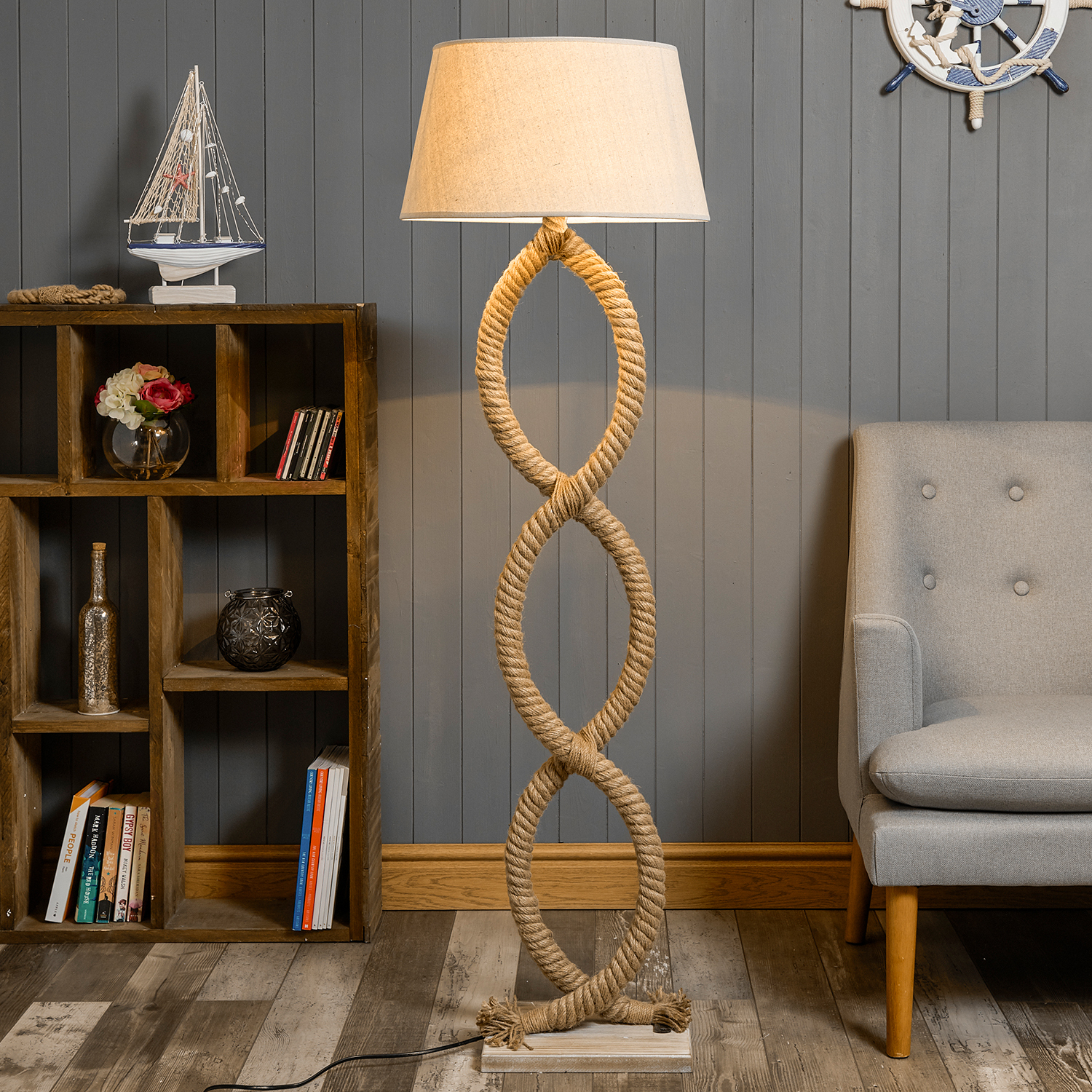 Nautical Twisted Rope Floor Lamp for dimensions 1500 X 1500