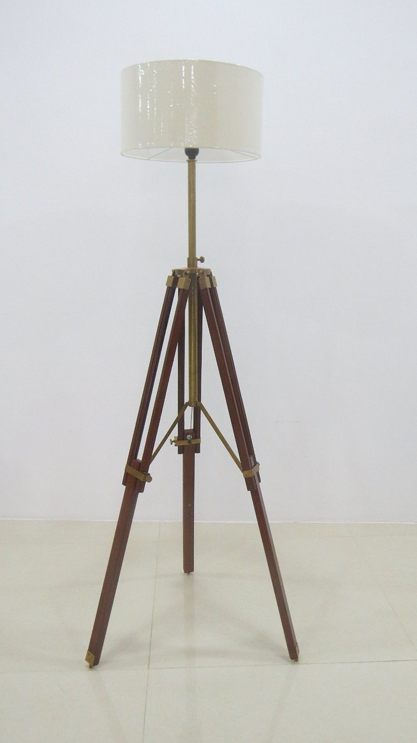 Nauticalmart Cherry Finish Wood Surveyor Tripod Floor Lamp throughout size 843 X 1500