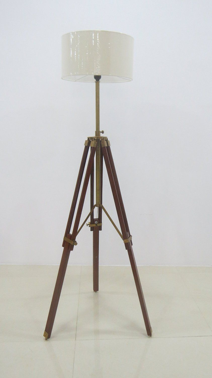 Nauticalmart Cherry Finish Wood Surveyor Tripod Floor Lamp with proportions 843 X 1500