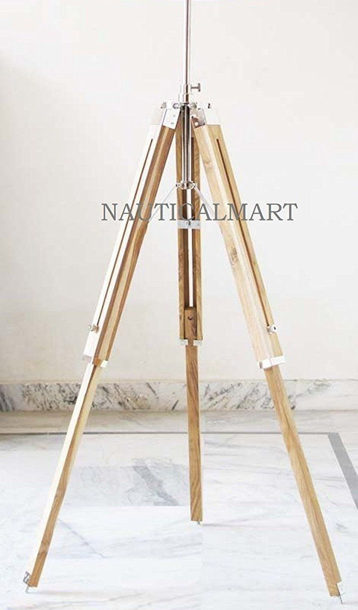 Nauticalmart Vintage Wooden Lamp Stand Teak Wood Tripod intended for size 705 X 1200