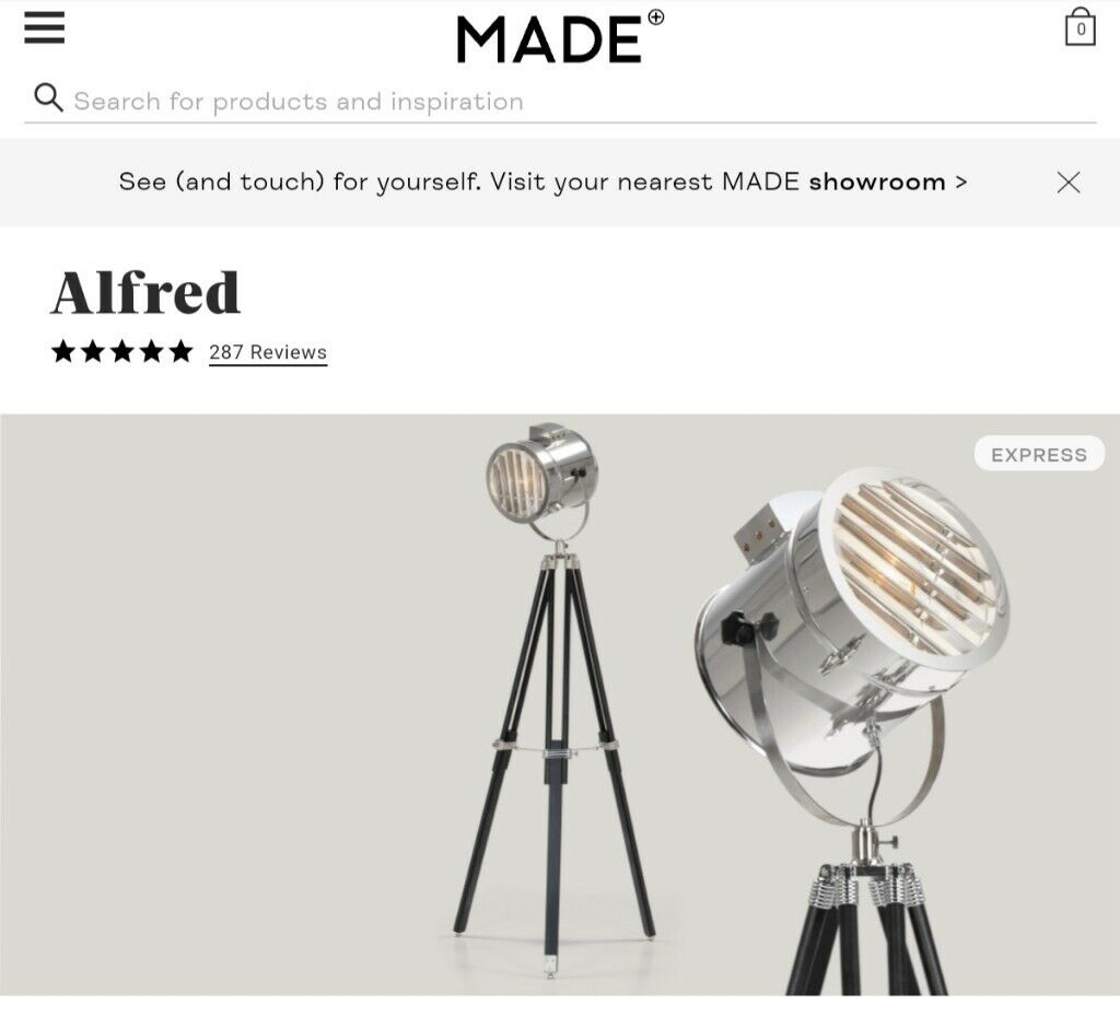 New Made Alfred Tripod Floor Lamp White In Falkirk Gumtree intended for measurements 1024 X 940