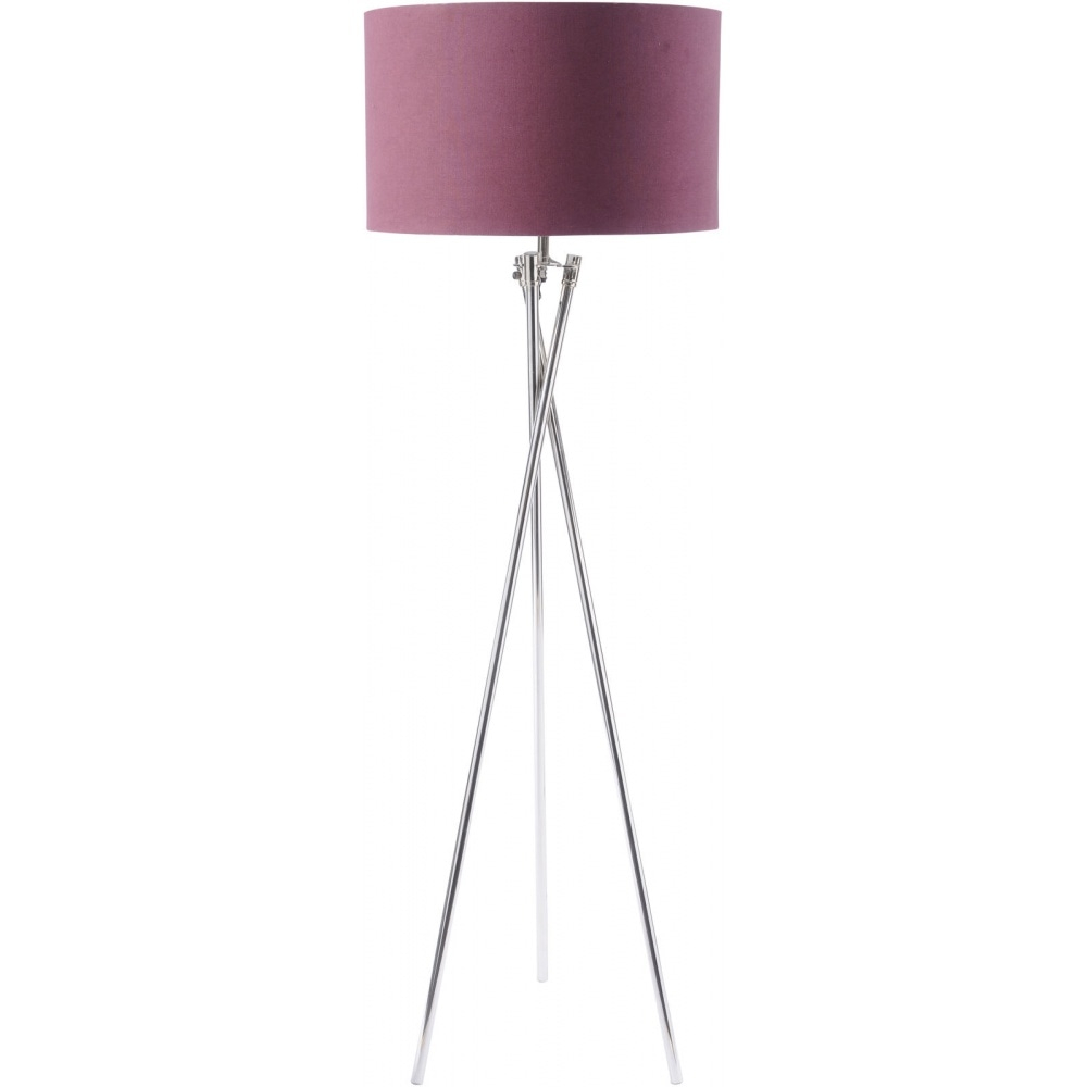 Nickel Twist Tripod Floor Lamp With Burgundy Shade intended for measurements 1000 X 1000