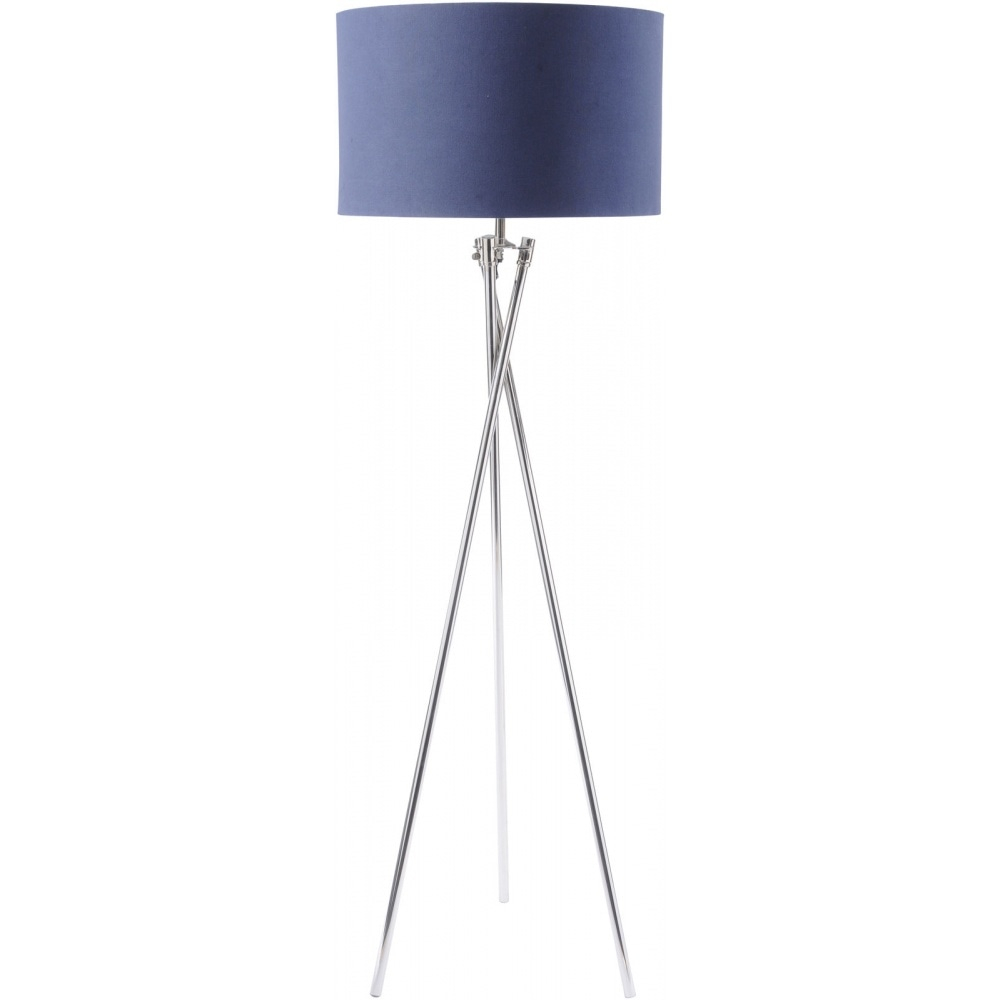 Nickel Twist Tripod Floor Lamp With Navy Shade pertaining to proportions 1000 X 1000